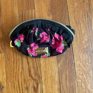 Betsey Johnson Black and Pink Floral Cosmetic Bag